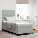 LED Box Spring Bed med madras Lysegrå 90 x 190 cm Stof