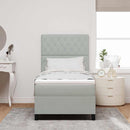 LED Box Spring Bed med madras Lysegrå 90 x 190 cm Stof