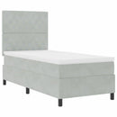 LED Box Spring Bed med madras Lysegrå 90 x 190 cm Stof
