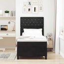 LED Box Spring Bed med madras Sort 90 x 190 cm Stof