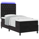LED Box Spring Bed med madras Sort 90 x 190 cm Stof