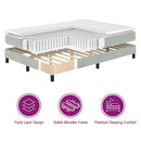LED Box Spring Bed med madras Lysegrå 90 x 200 cm Fløjl