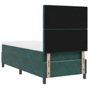 LED Box Spring Bed med madras Mørkegrøn 90 x 200 cm Fløjl
