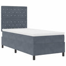 LED Box Spring Bed med madras Mørkegrå 100 x 200 cm Fløjl