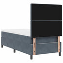 LED Box Spring Bed med madras Mørkegrå 100 x 200 cm Fløjl