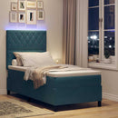 LED Box Spring Bed med madras Mørk blå 100 x 200 cm Fløjl