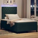 LED Box Spring Bed med madras Mørkegrøn 120 x 190 cm Fløjl