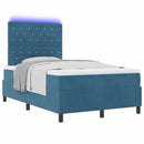 LED Box Spring Bed med madras Mørk blå 120 x 190 cm Fløjl