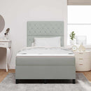 LED Box Spring Bed med madras Lysegrå 120 x 200 cm Fløjl