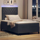 LED Box Spring Bed med madras Mørkegrå 120 x 200 cm Fløjl