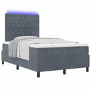 LED Box Spring Bed med madras Mørkegrå 120 x 200 cm Fløjl