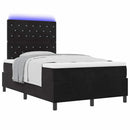 LED Box Spring Bed med madras Sort 120 x 200 cm Fløjl