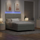LED Box Spring Bed med madras Lysegrå 140 x 190 cm Fløjl