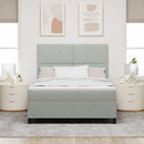LED Box Spring Bed med madras Lysegrå 140 x 190 cm Fløjl