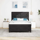 LED Box Spring Bed med madras Sort 140 x 190 cm Fløjl