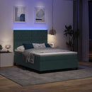 LED Box Spring Bed med madras Mørkegrøn 140 x 190 cm Fløjl