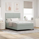 LED Box Spring Bed med madras Lysegrå 140 x 200 cm Fløjl