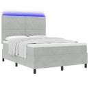 LED Box Spring Bed med madras Lysegrå 140 x 200 cm Fløjl