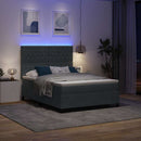 LED Box Spring Bed med madras Mørkegrå 140 x 200 cm Fløjl