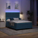 LED Box Spring Bed med madras Mørk blå 140 x 200 cm Fløjl