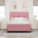 LED Box Spring Bed med madras Lyserød 140 x 200 cm Fløjl