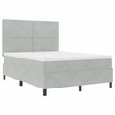 LED Box Spring Bed med madras Lysegrå 160 x 200 cm Fløjl