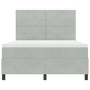LED Box Spring Bed med madras Lysegrå 160 x 200 cm Fløjl