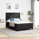 LED Box Spring Bed med madras Sort 160 x 200 cm Fløjl