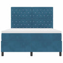 LED Box Spring Bed med madras Mørk blå 160 x 200 cm Fløjl