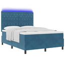 LED Box Spring Bed med madras Mørk blå 160 x 200 cm Fløjl