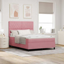 LED Box Spring Bed med madras Lyserød 160 x 200 cm Fløjl