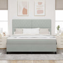 LED Box Spring Bed med madras Lysegrå 180 x 200 cm Fløjl