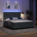 LED Box Spring Bed med madras Mørkegrå 180 x 200 cm Fløjl