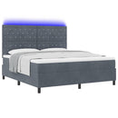 LED Box Spring Bed med madras Mørkegrå 180 x 200 cm Fløjl