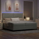 LED Box Spring Bed med madras Lysegrå 200 x 200 cm Fløjl