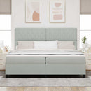 LED Box Spring Bed med madras Lysegrå 200 x 200 cm Fløjl