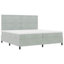 LED Box Spring Bed med madras Lysegrå 200 x 200 cm Fløjl