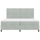LED Box Spring Bed med madras Lysegrå 200 x 200 cm Fløjl