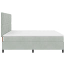 LED Box Spring Bed med madras Lysegrå 200 x 200 cm Fløjl