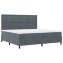 LED Box Spring Bed med madras Mørkegrå 200 x 200 cm Fløjl