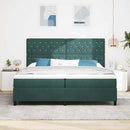 LED Box Spring Bed med madras Mørkegrøn 200 x 200 cm Fløjl