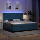 LED Box Spring Bed med madras Mørk blå 200 x 200 cm Fløjl