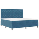 LED Box Spring Bed med madras Mørk blå 200 x 200 cm Fløjl