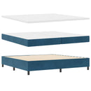 LED Box Spring Bed med madras Mørk blå 200 x 200 cm Fløjl