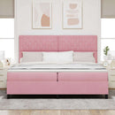 LED Box Spring Bed med madras Lyserød 200 x 200 cm Fløjl