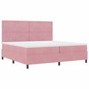 LED Box Spring Bed med madras Lyserød 200 x 200 cm Fløjl