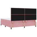 LED Box Spring Bed med madras Lyserød 200 x 200 cm Fløjl