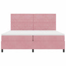 LED Box Spring Bed med madras Lyserød 200 x 200 cm Fløjl