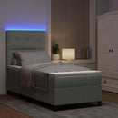 LED Box Spring Bed med madras Lysegrå 80 x 200 cm Fløjl