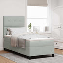 LED Box Spring Bed med madras Lysegrå 80 x 200 cm Fløjl